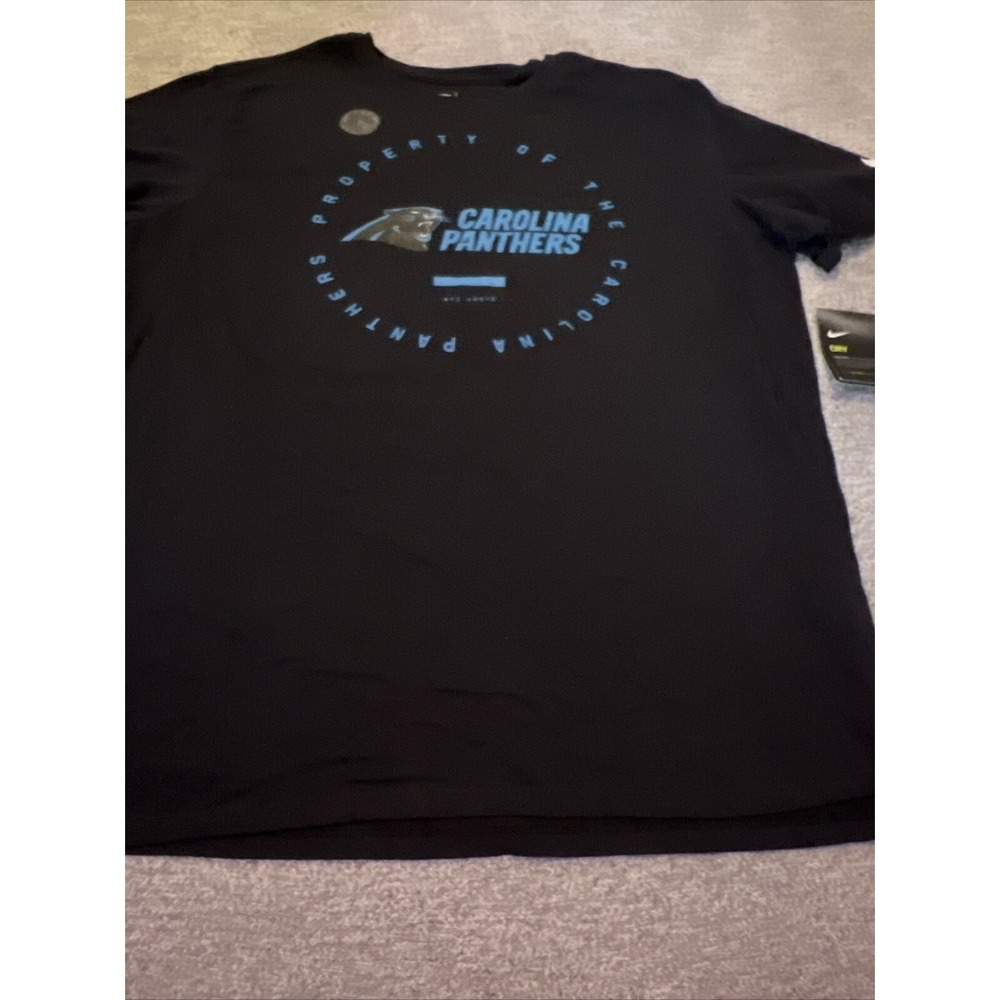 New‎ Nike Carolina Panthers Mens Football Short Sleeve Shirt Size 2XL Black Blue